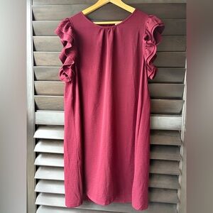 💥SALE💥 Mittoshop Maroon XL Dress Ruffle Short Sleeve Shift Dress